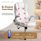 Artiss 8 Point Massage Office Chair PU Leather White - Top-Down View