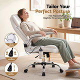Artiss 8 Point Massage Office Chair PU Leather White