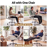 Artiss 8 Point Massage Office Chair PU Leather White - Rear View
