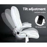 Artiss 8 Point Massage Office Chair PU Leather White - Top-Down View
