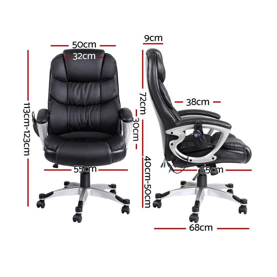 Artiss 8 Point Massage Office Chair Heated Seat PU Black, image 2