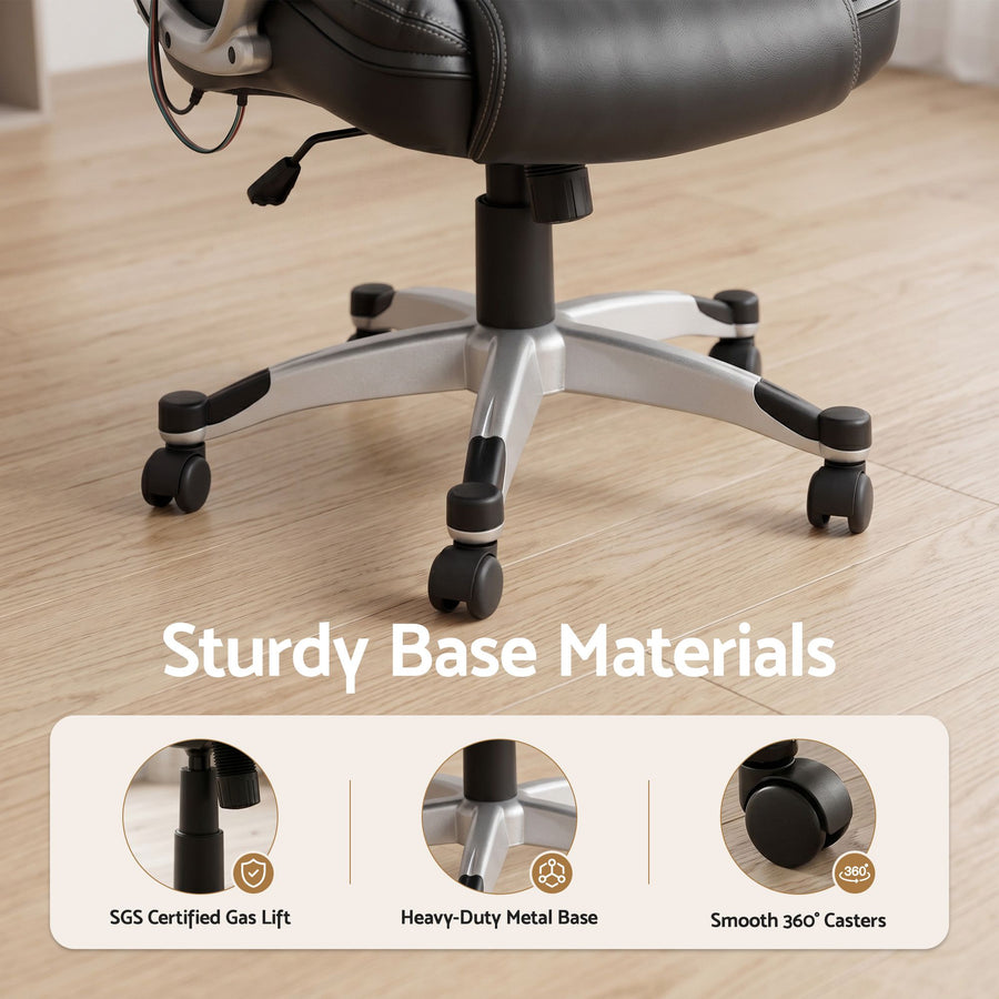 Artiss 8 Point Massage Office Chair Heated Seat PU Black, image 8