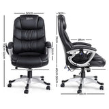 Artiss 8 Point Massage Office Chair Heated Seat PU Black - Front View
