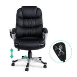 Artiss 8 Point Massage Office Chair Heated Seat PU Black - Side View