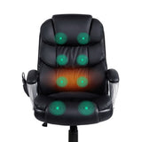 Artiss 8 Point Massage Office Chair Heated Seat PU Black - 45-Degree Angle