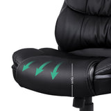 Artiss 8 Point Massage Office Chair Heated Seat PU Black - Rear View