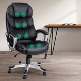 Artiss 8 Point Massage Office Chair Heated Seat PU Black - Close-Up Angle