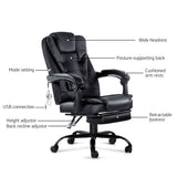Artiss 2 Point Massage Office Chair PU Leather Footrest Black - Side View