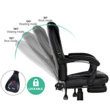 Artiss 2 Point Massage Office Chair PU Leather Footrest Black - Top-Down View