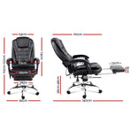 Artiss 8 Point Massage Office Chair PU Leather Footrest Black, image 2