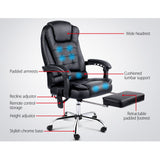 Artiss 8 Point Massage Office Chair PU Leather Footrest Black - Side View