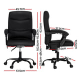 Artiss 2 Point Massage Office Chair PU Leather Black - Front View