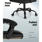 Artiss 2 Point Massage Office Chair PU Leather Black - Rear View