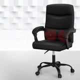 Artiss 2 Point Massage Office Chair PU Leather Black - Close-Up Angle