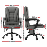 Artiss 2 Point Massage Office Chair Fabric Black - Front View
