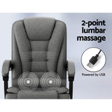 Artiss 2 Point Massage Office Chair Fabric Black - Top-Down View