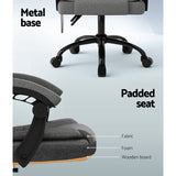 Artiss 2 Point Massage Office Chair Fabric Black - Rear View