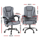 Artiss Executive Office Chair 4-Point Massage Adjustable Ergonomic Recline PU - Front View