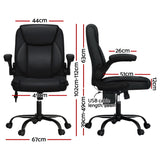Artiss 2 Point Massage Office Chair Leather Mid Back Black - Front View