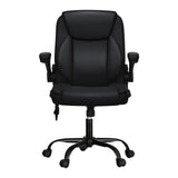Artiss 2 Point Massage Office Chair Leather Mid Back Black - Side View
