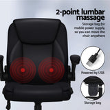 Artiss 2 Point Massage Office Chair Leather Mid Back Black - Top-Down View