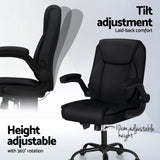 Artiss 2 Point Massage Office Chair Leather Mid Back Black - 45-Degree Angle