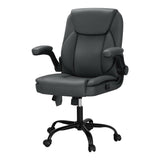 Artiss 2 Point Massage Office Chair Leather Mid Back Grey - Close-Up Angle