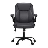 Artiss 2 Point Massage Office Chair Leather Mid Back Grey - Side View
