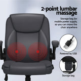 Artiss 2 Point Massage Office Chair Leather Mid Back Grey - Top-Down View