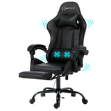 Artiss 2 Point Massage Gaming Office Chair Footrest Black - Close-Up Angle