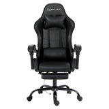 Artiss 2 Point Massage Gaming Office Chair Footrest Black - Side View