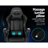 Artiss 2 Point Massage Gaming Office Chair Footrest Black - Top-Down View