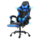 Artiss 2 Point Massage Gaming Office Chair Footrest Blue - Close-Up Angle