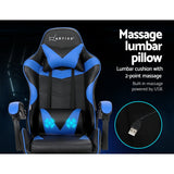 Artiss 2 Point Massage Gaming Office Chair Footrest Blue - Top-Down View