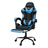 Artiss 2 Point Massage Gaming Office Chair Footrest Cyan Blue - Close-Up Angle