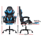 Artiss 2 Point Massage Gaming Office Chair Footrest Cyan Blue - Front View