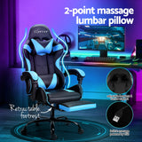 Artiss 2 Point Massage Gaming Office Chair Footrest Cyan Blue - Top-Down View