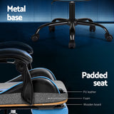 Artiss 2 Point Massage Gaming Office Chair Footrest Cyan Blue - Rear View