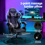 Artiss 2 Point Massage Gaming Office Chair Footrest Grey - Top-Down View