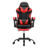 Artiss 2 Point Massage Gaming Office Chair Footrest Red - Side View