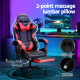 Artiss 2 Point Massage Gaming Office Chair Footrest Red - Top-Down View
