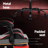 Artiss 2 Point Massage Gaming Office Chair Footrest Red - Rear View