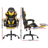 Artiss 2 Point Massage Gaming Office Chair Footrest Yellow - Front View