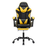Artiss 2 Point Massage Gaming Office Chair Footrest Yellow - Side View