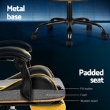 Artiss 2 Point Massage Gaming Office Chair Footrest Yellow - Rear View
