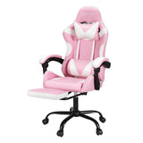 Artiss 2 Point Massage Gaming Office Chair Footrest Pink - Close-Up Angle