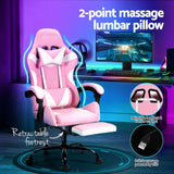 Artiss 2 Point Massage Gaming Office Chair Footrest Pink - Top-Down View