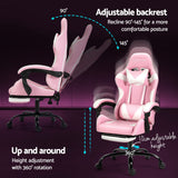 Artiss 2 Point Massage Gaming Office Chair Footrest Pink - 45-Degree Angle