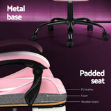 Artiss 2 Point Massage Gaming Office Chair Footrest Pink - Rear View