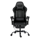 Artiss 6 Point Massage Gaming Office Chair Footrest Black - Side View
